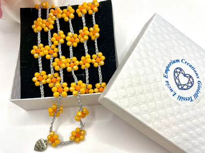 Collana Flower - Giallo/Arancio Mis: Cm 137